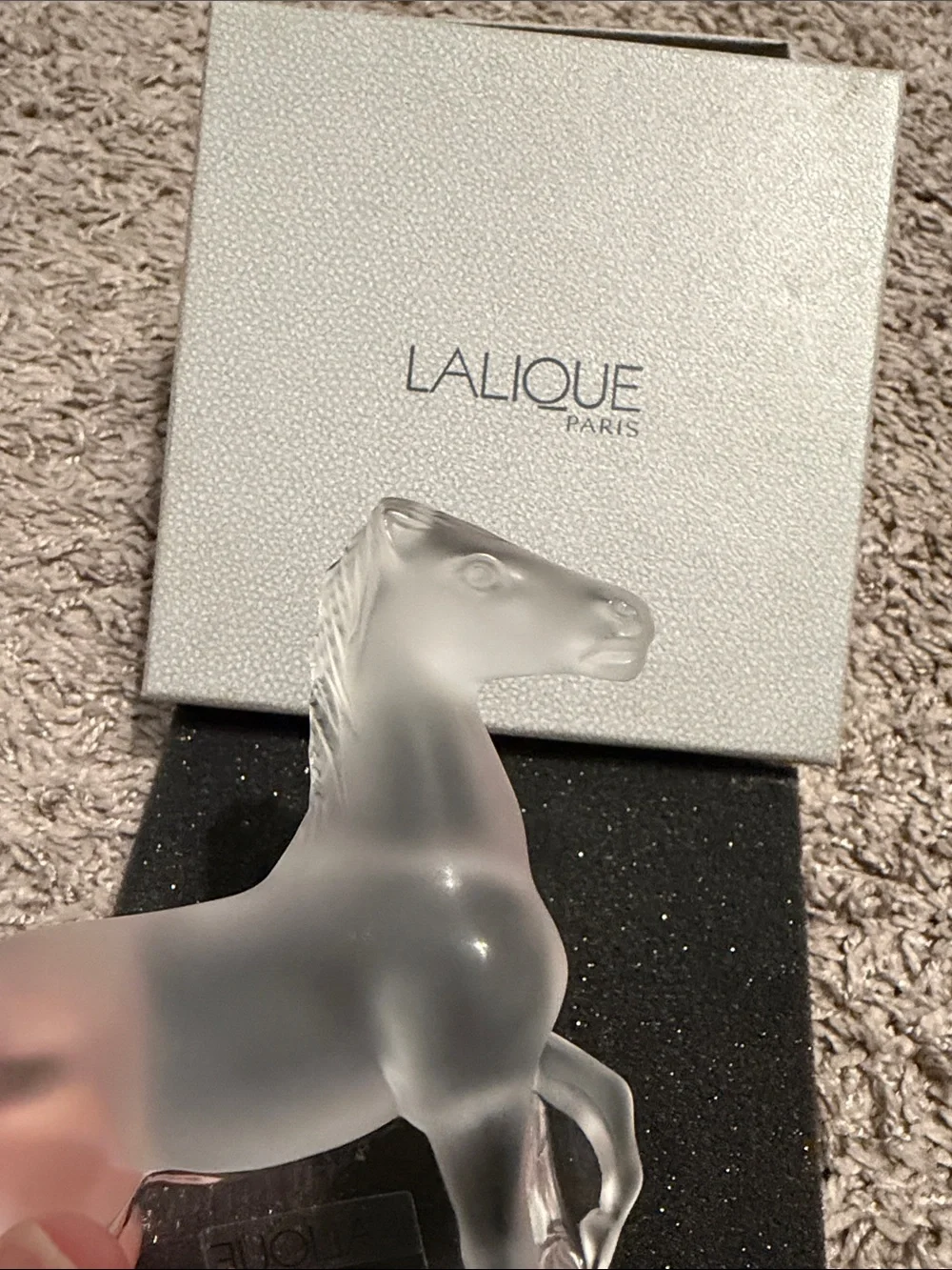 Lalique Frosted Clear Glass Horse Figurine